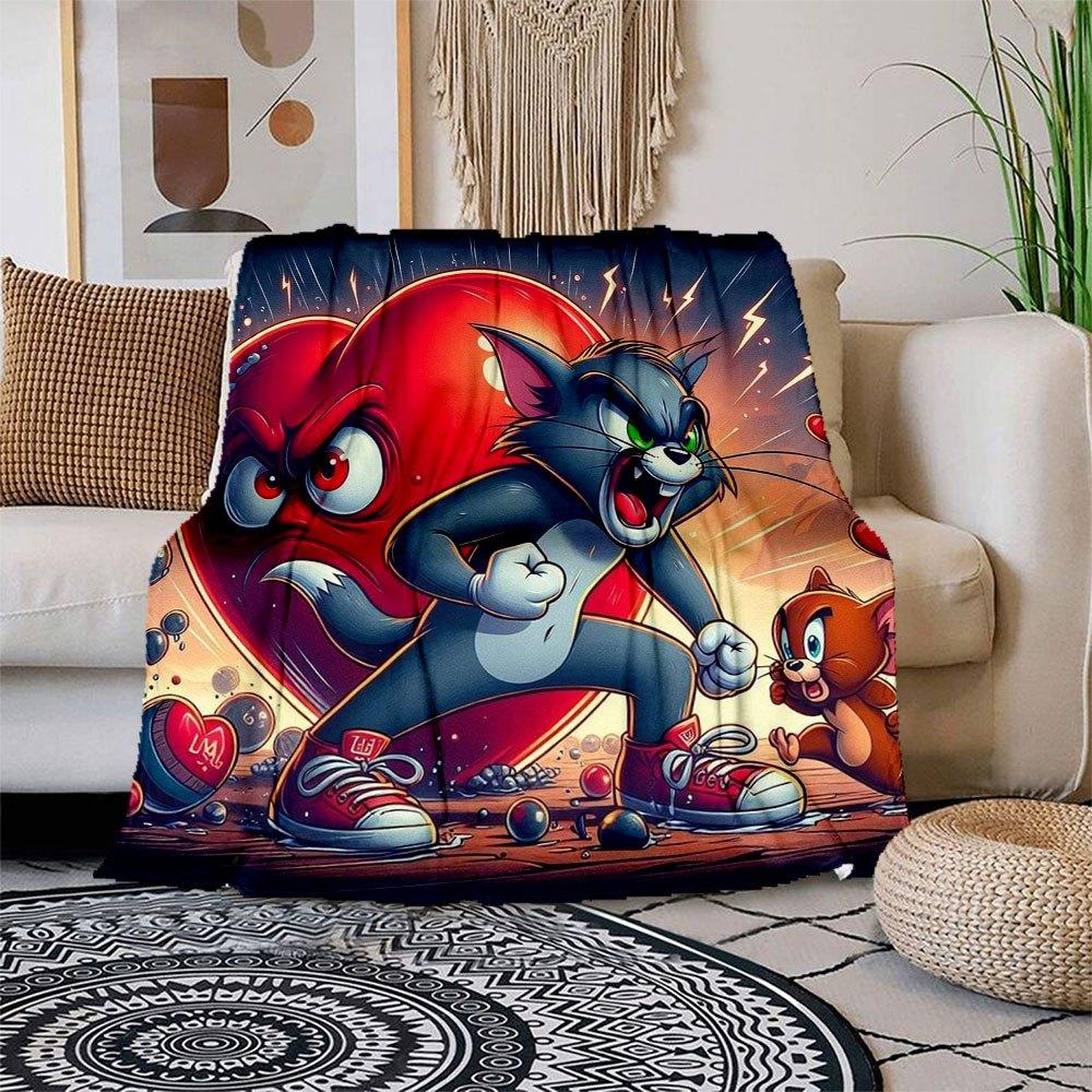 

Tom & Jerry Valentine s Day Special Edition PosterBlanket Flannel Throw Blanket for Sofa, Bed, Travel, Camping, Office 100x150cm