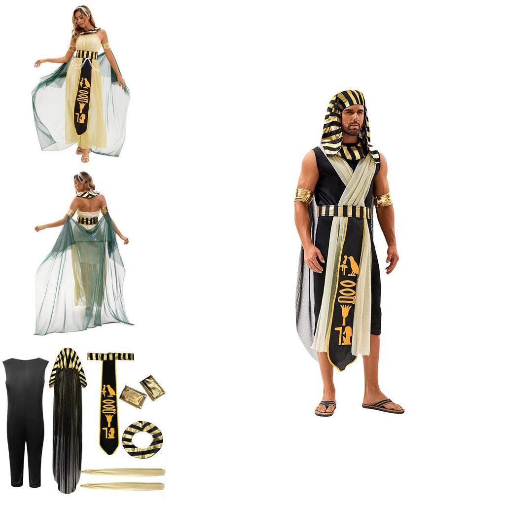 Egyptian Pharaoh Cleopatra Cosplay Costume With Polyester Fabric For Adults