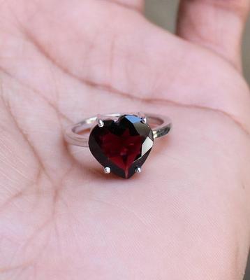 Garnet Cut Gemstone Ring, Handmade Ring, Stacking Ring, Silver Jewelry, Birthstone Ring, Partywear Ring, 925 Silver Ring