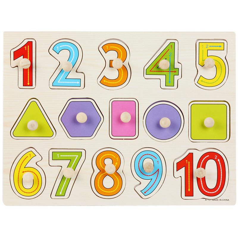 Wooden Childrens Number And Letter Puzzle Blocks Educational Toy For Early Learning