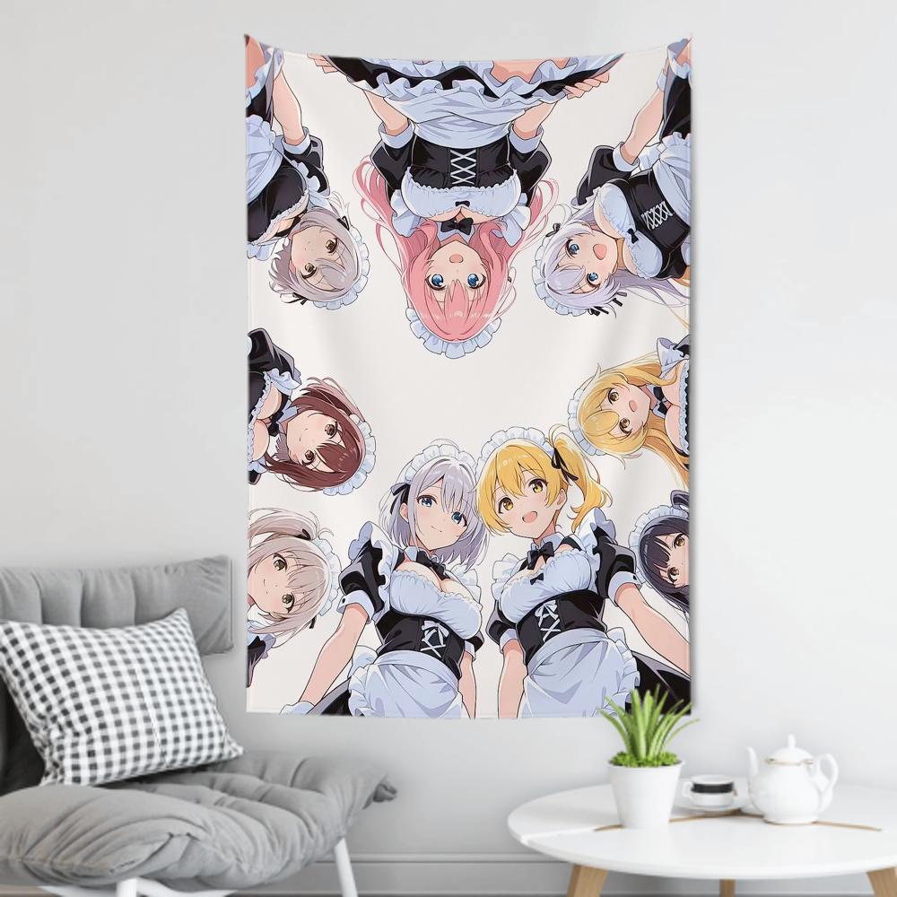 Maid Girl Cute Anime Tapestry Room Decor Wall Cloth Party Hanging Background Room Decor Baby Room