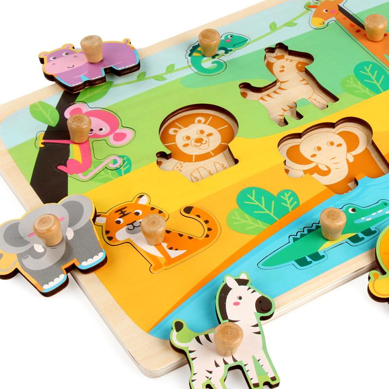 Early childhood education wooden gripping board puzzle puzzle puzzle puzzle number letter fruit geometry building block toy