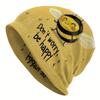 1pc ' & Unisex Bee-Themed Knit Hat with Smiling Bee Face - Lightweight Stretch Beanie, Yellow Bee Design, Hand Washable Winter for Christmas, for Hall