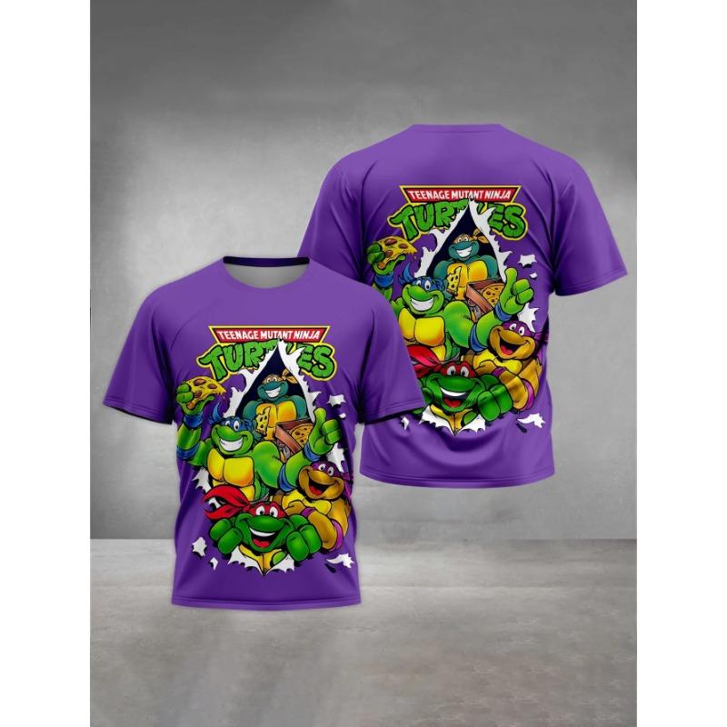Summer Round Neck 3D Teenage Mutant Ninja Turtles Printed Top Fashionable Casual Short Sleeved Children's Boy T-shirts