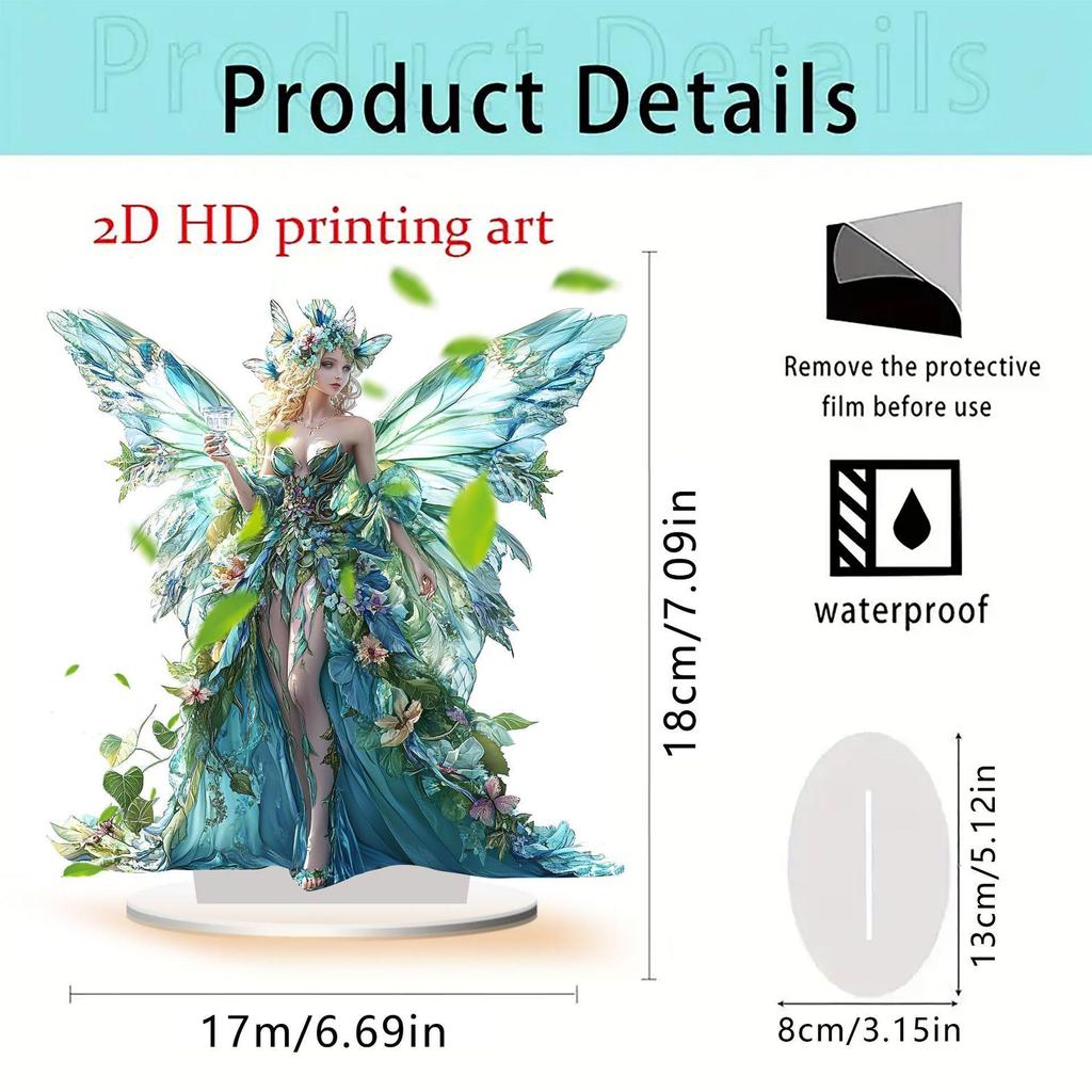 Colorful Acrylic Elf Fairy with Wings Ornament for Living Room or Bedroom Decor