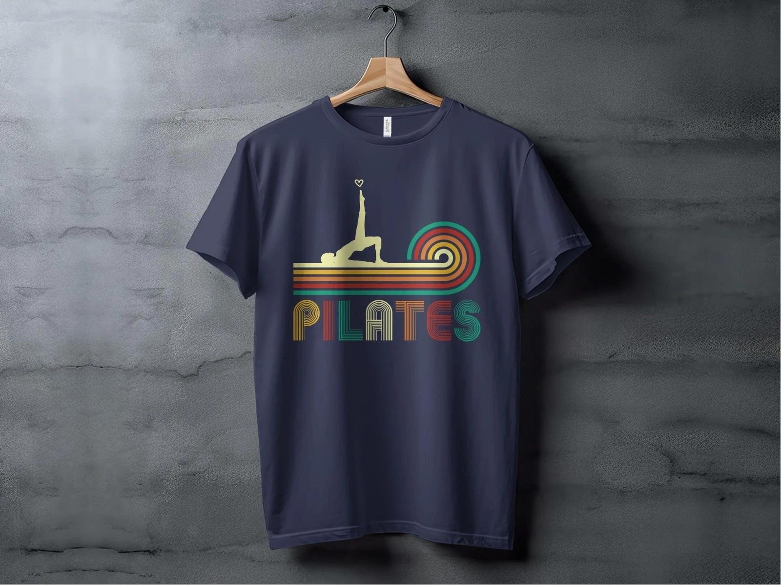 Pilates Vintage Retro T-Shirt, Funny Workout Fitness Yoga Tee Gift, Gym Shirt XL