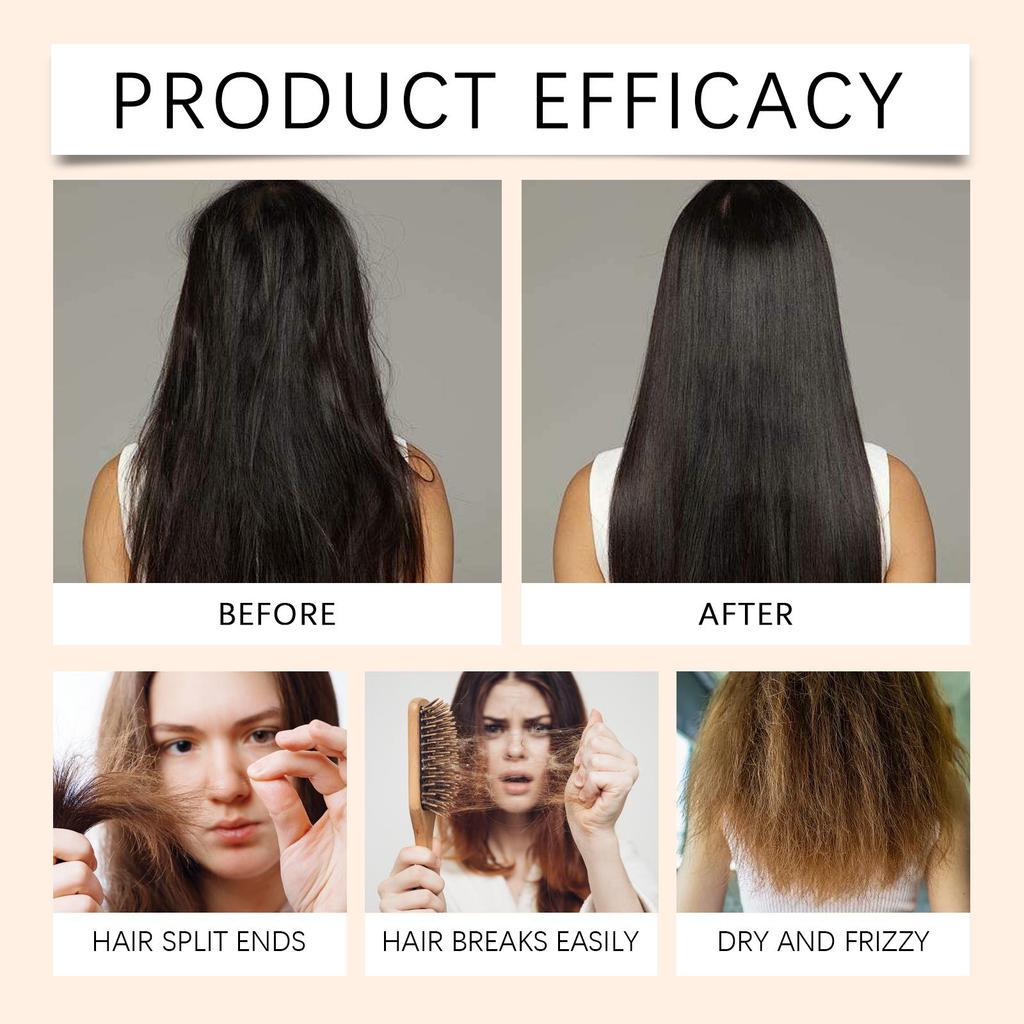 Hoegoa Keratin Repair Hair Mask, nourishes hair, smooth and tangle-free, lightweight and silky, naturally glossy hair mask, suitable for hair, 100g