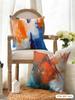 Modern Brushstroke Grunge Paint Pattern Cushion Cover Natural Linen Organic Fabric Printing Breathable Perfect For Home Decor
