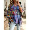 Plus Size Women's Casual Retro Print Crew Neck T-Shirt