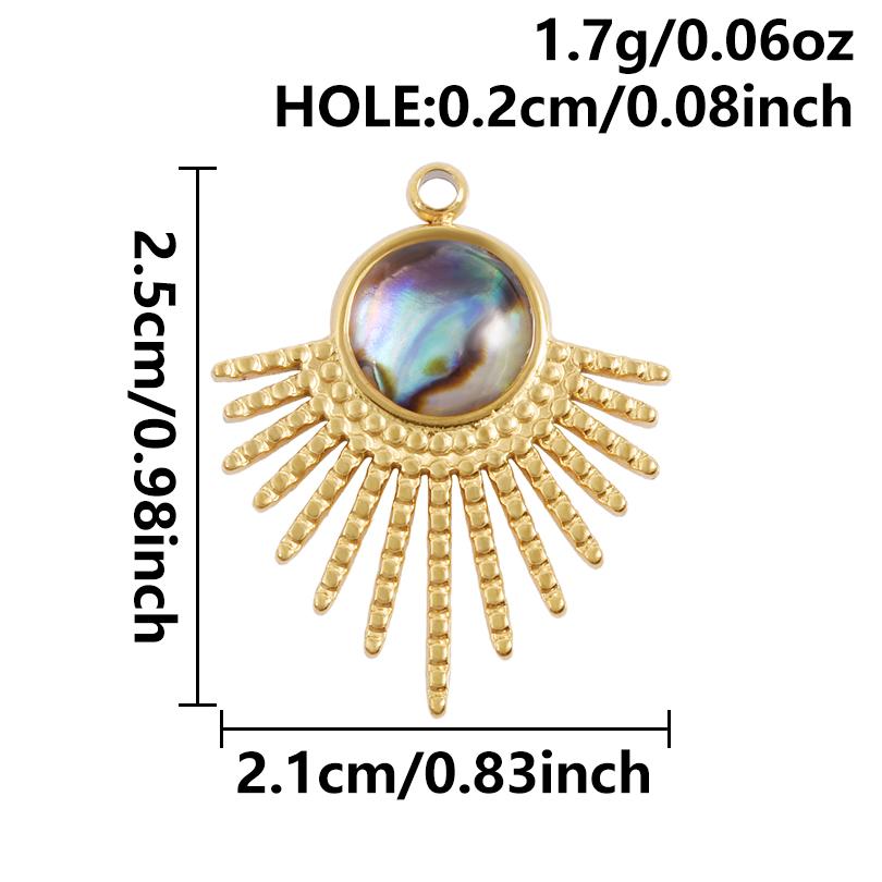 High Quality 304 Stainless Steel Sun Heart Abalone Shell Pendant For Jewelry Making Supplies Enamel Charm Golden DIY Accessories