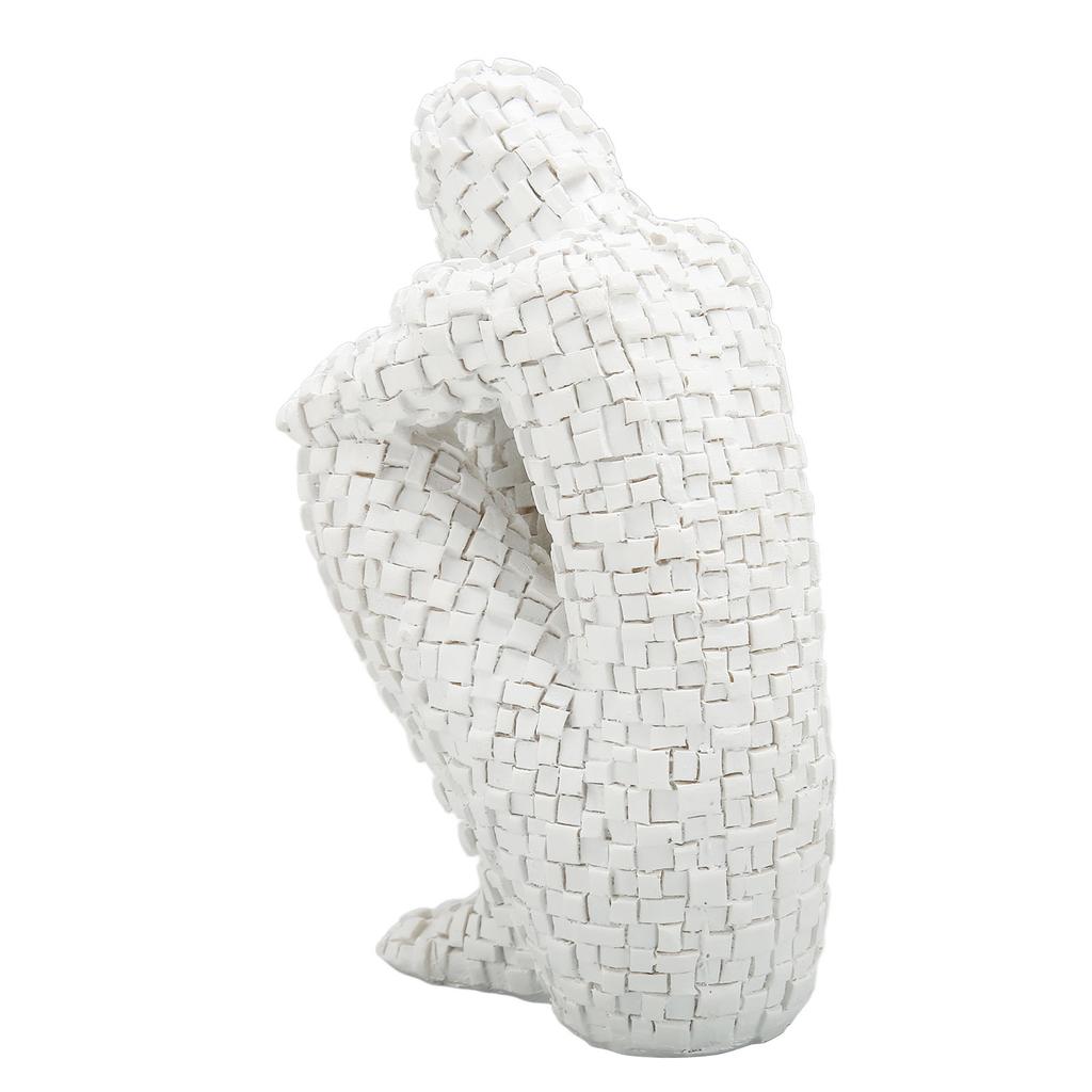 Abstract Mosaic Sculpture White Resin Eco Friendly Bookend Function Thinker Mosaic Statue for