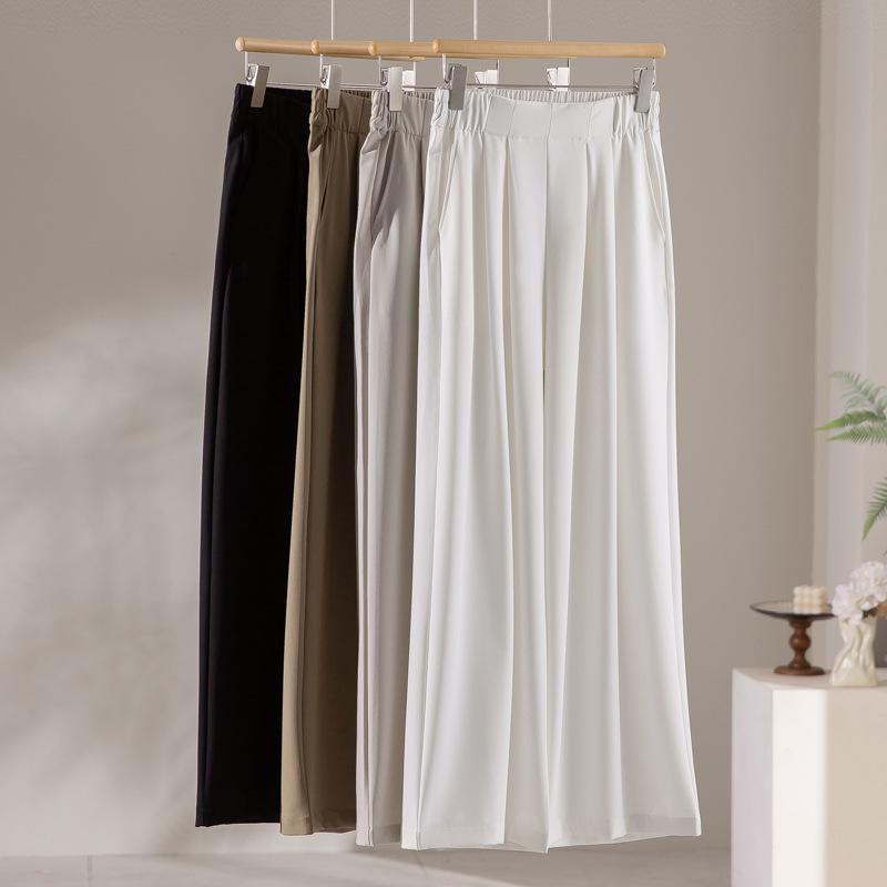 Urban Tencel Acetate Wool Elastic-Waist Wide-Leg Pants - Lazy Style
