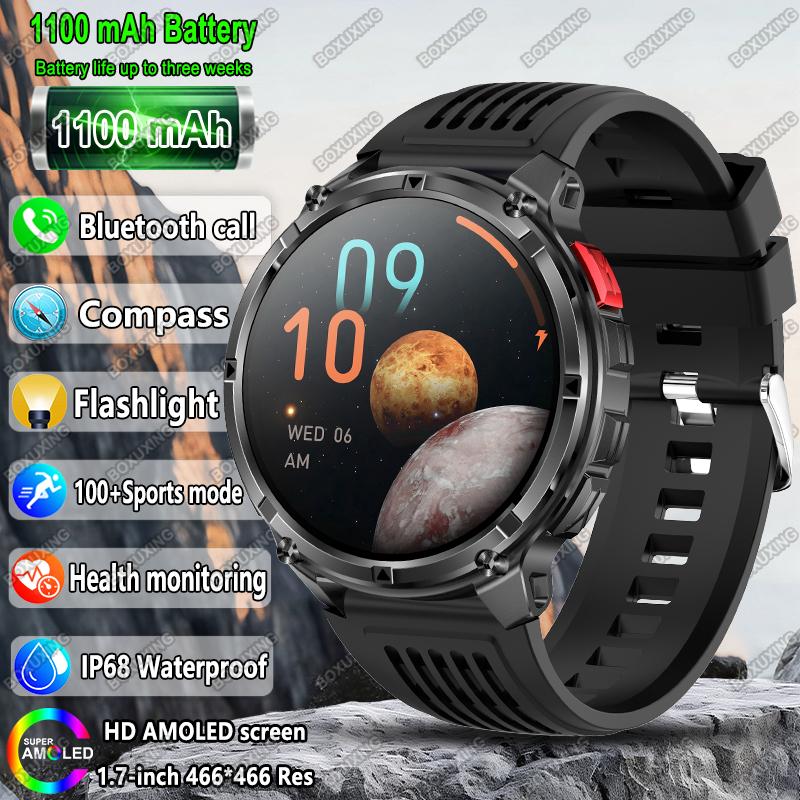 New Military T-Rex 3 Smart Watch Men 1100mAh Battery AMOLED  IP68 Waterproof Outdoor Compass Bluetooth CallSport Smartwatch