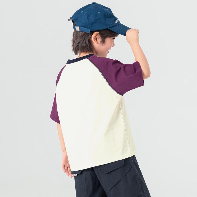 Boys' Trendy American Print Color Block Raglan T-Shirt