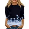 Children's 3/4 Sleeve Tops Casual  Print T Shirt Round Neck Pullover Blouse