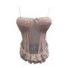 Sheer Lace Trim Camisole with Chest Pads and Slim-Fit Boning