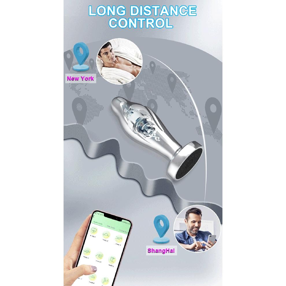Bluetooth APP Anal Plug Vibrator Female Remote Control Clitoris Stimulator Metal Butt Plug Adult Supplies Sex Toys for Women