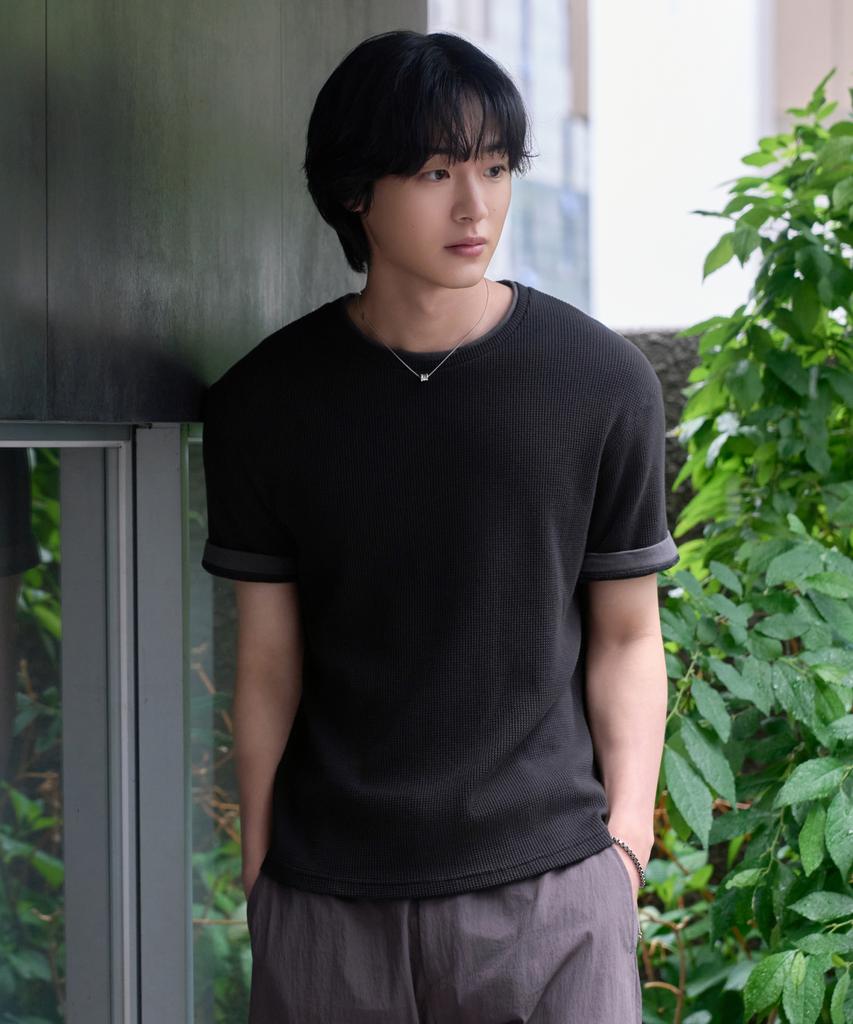 HYOJI 26 Ss Semi-Crop Waffle Color Block Layered Short Sleeve T-Shirt (3 Colors)