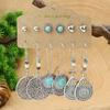 Ethnic Style Zinc Alloy Earrings With Turquoise Inlay Owl Shells Leaf Tassel Decoration Women Pendant Ear Gewelry Versatile