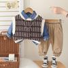 Boys' long sleeved 3-piece set, Fashion set for children aged 0-5, High-quality clothing for boys' babies