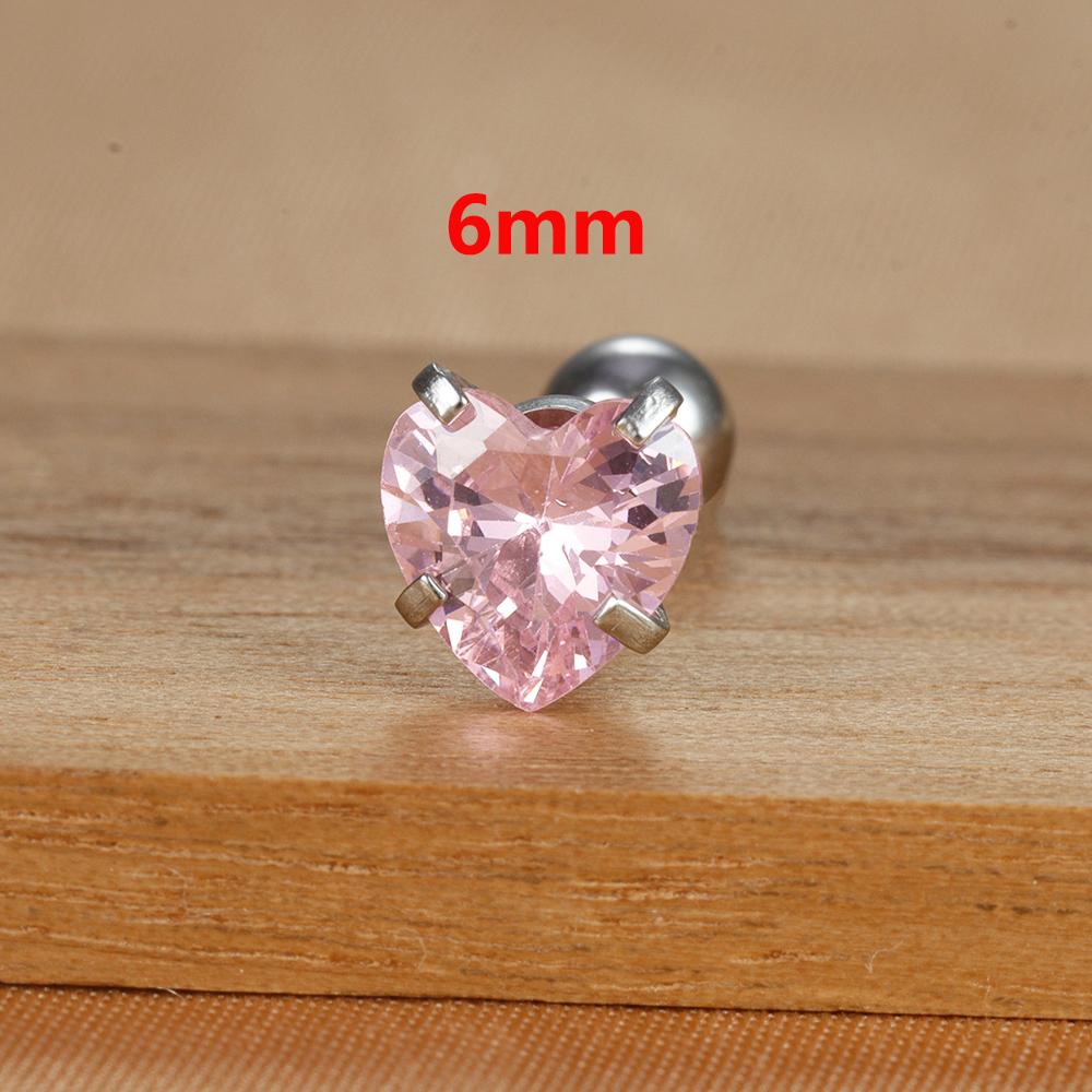 1 Adet Sade Pembe Zirkon Kalp Küçük Küpe Moda Minik Paslanmaz Çelik Charm Helix Kıkırdak Piercing Takı