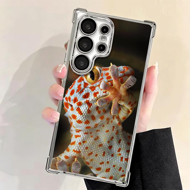 Lizards Geckos Cute Pet Plating Phone Case For Samsung Galaxy S24 S25 FE S26 Edge S23 Ultra S22 S21 Plus S20 Anti-Fall Airabag C