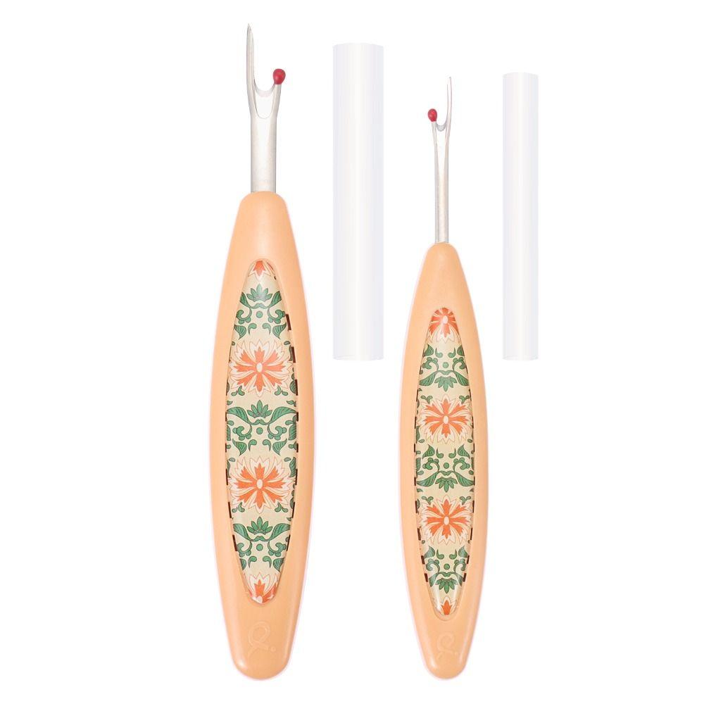 2Pcs Ergonomic Handle Stitch Seam Ripper Sharp Durable Removing Threads Tools with Storage Cases Handy Crafting Seam Ripper Tool