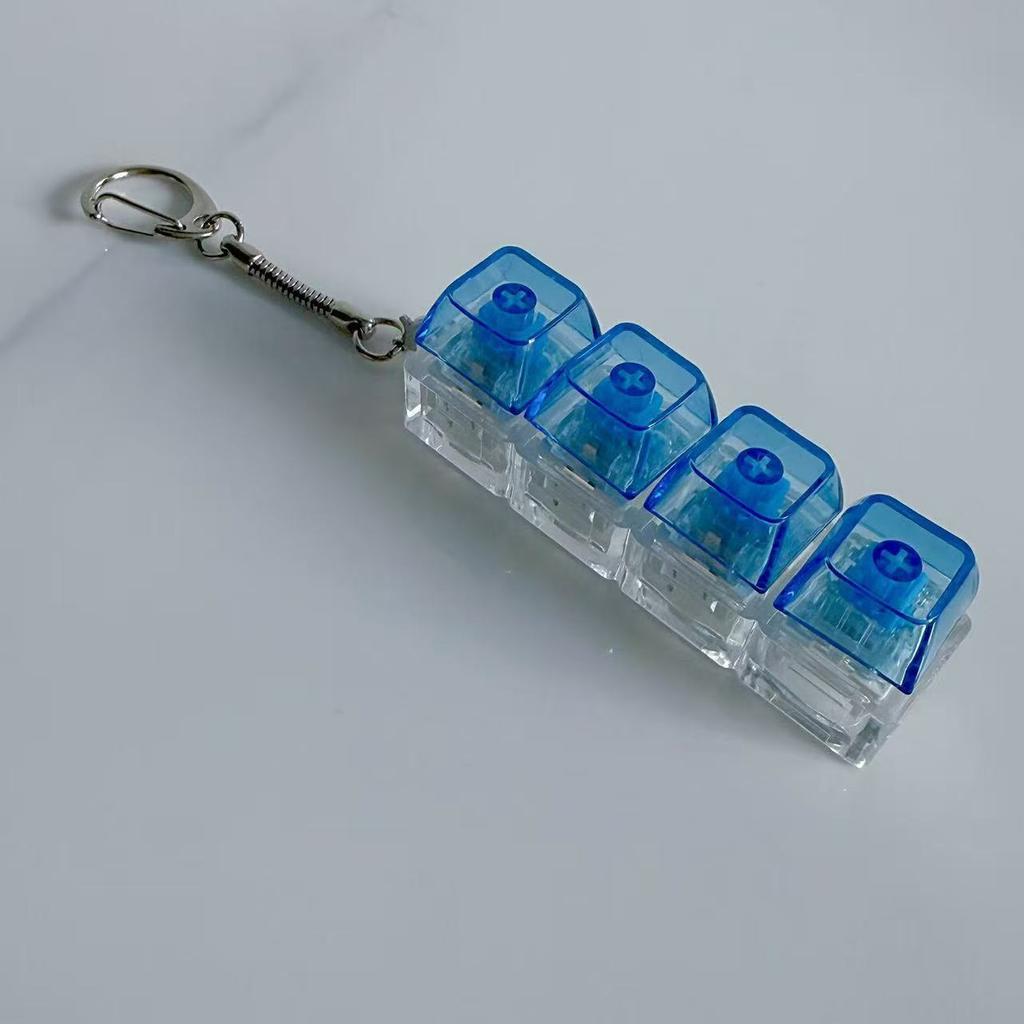 Creative Press Mechanical Keyboard With Lamp Decompression Artifact Personalized Keychain Vent Toy Transparent Schoolbag Buckle