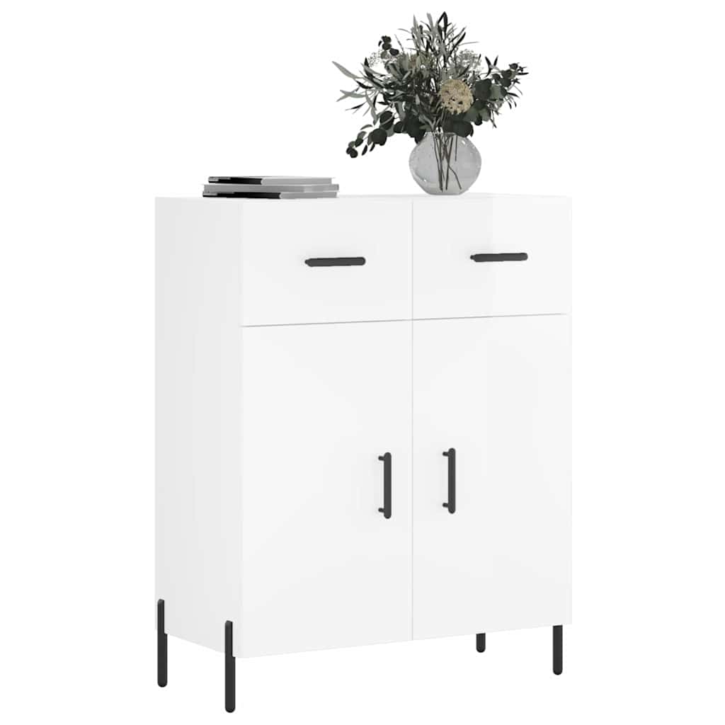 Sideboard Glossy White 69.5 X 34 X 90 Cm Particleboard