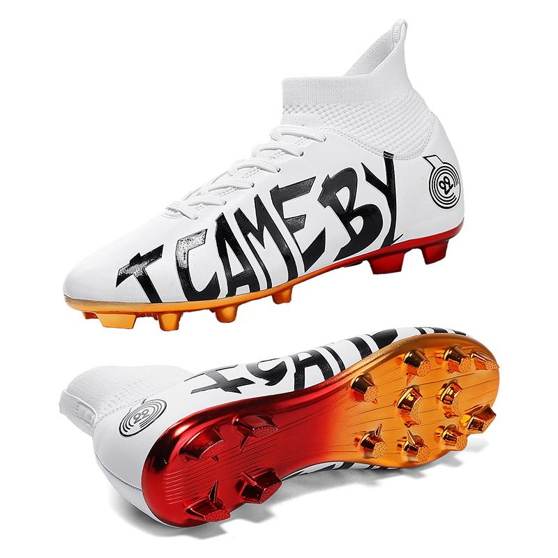 

Футбольные бутсы с эластичным носком и высоким верхом, спортивные футбольные бутсы с длинными шипами, большие размеры для мужчин 39 белый