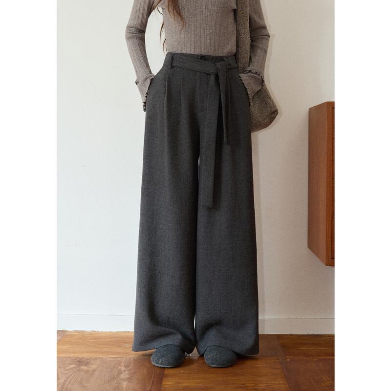 Women s Winter Grey Relaxed Wide-Leg Pants M