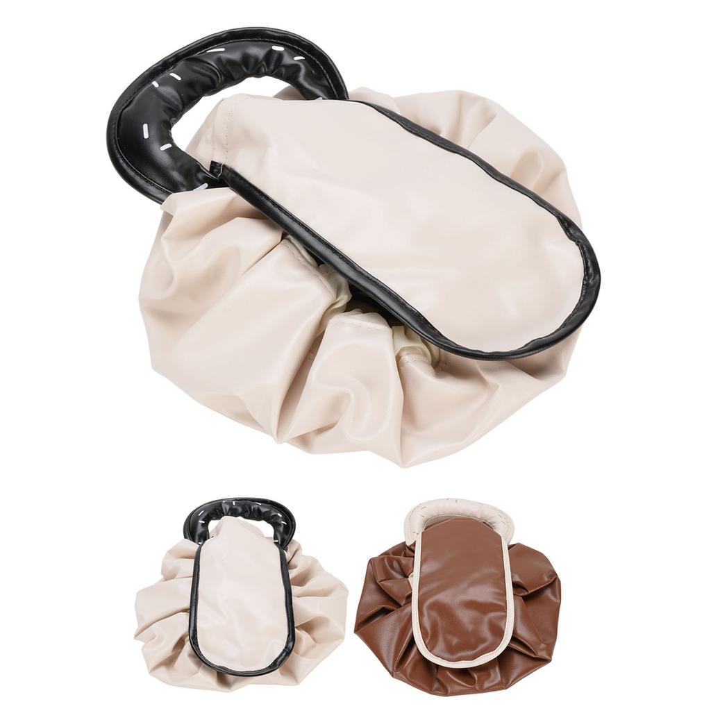 Drawstring Cosmetic Bag Water Proof PU Open Flat Makeup Organizer Toiletry Bag for Travel