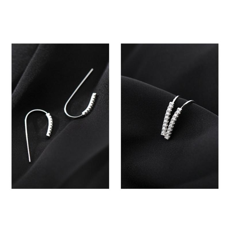 Stylish Geometric Ear Hangers with Sparkling Diamonds Portable Accessory for Fashionable Women Daily Casual Wear