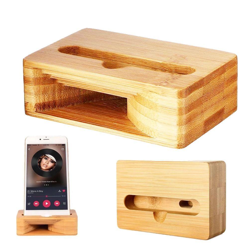 Universal Bamboo Phone Sound Amplifier Portable Creative Phone Holder Stand Natural Loudspeaker Phone Dock Phone Accessories