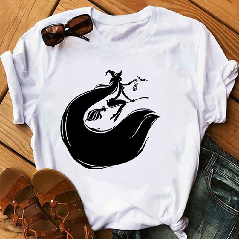 Tricou la modă de vară pentru femeie Halloween vrăjitoare imprimeu tricouri femei casual amuzant tricou pentru Lady Yong Girl Top Tee Hipster