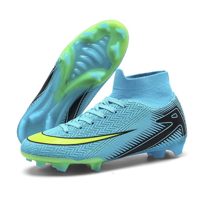 New high-top football shoes, youth and students artificial grass sports training shoes, men's and women's long broken nail sneakers