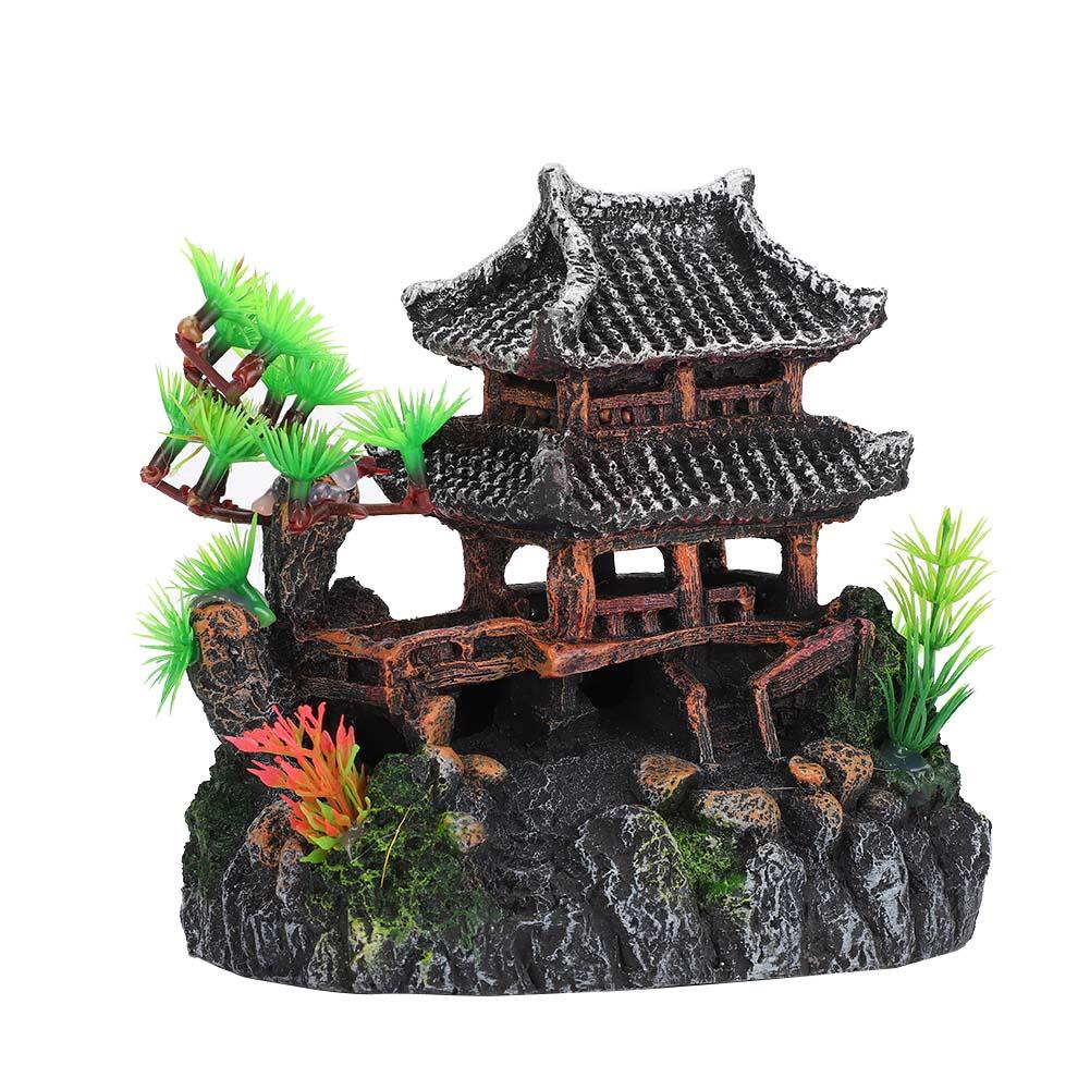Декор для аквариума Искусственный павильон-симуляция Сосна для террариума Украшение для аквариума Ландшафт Павильон Сучжоу