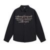 Mens Oversized Cotton Long Sleeve Shirt With Letter Print Casual Streetwear Button-Up Fall