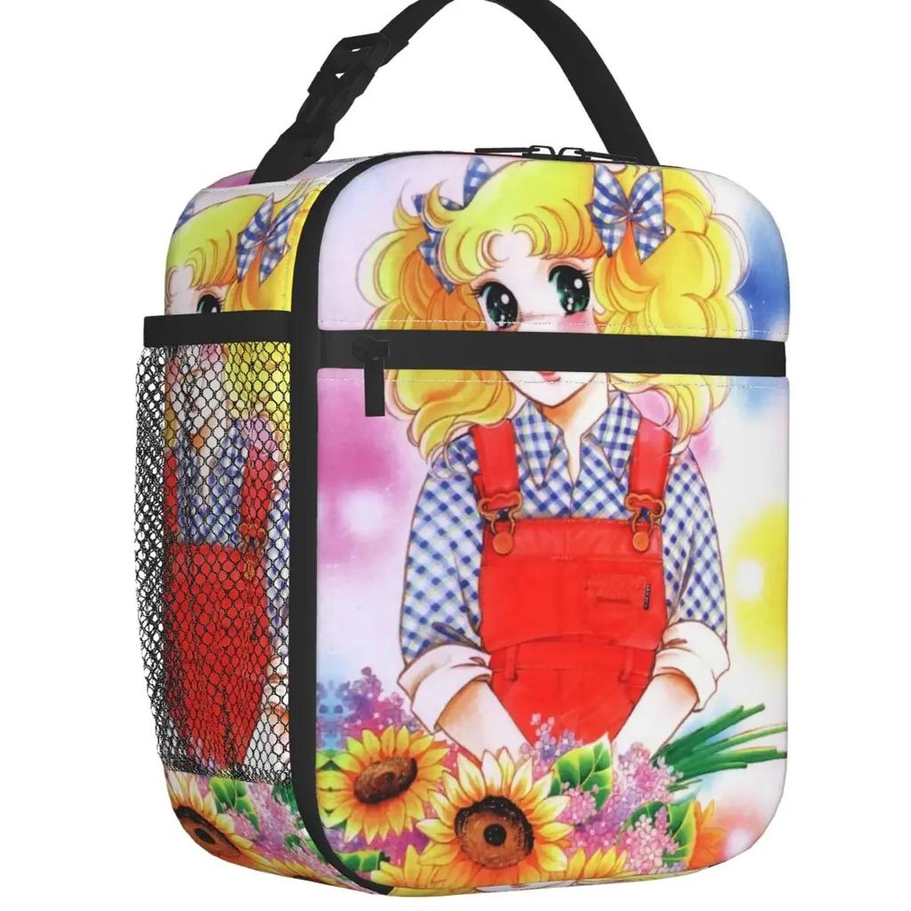 Candy Candy Insulated Lunch Bags for Women Anime Manga Cartoon Girl Portable Thermal Cooler Food Lunch Box School