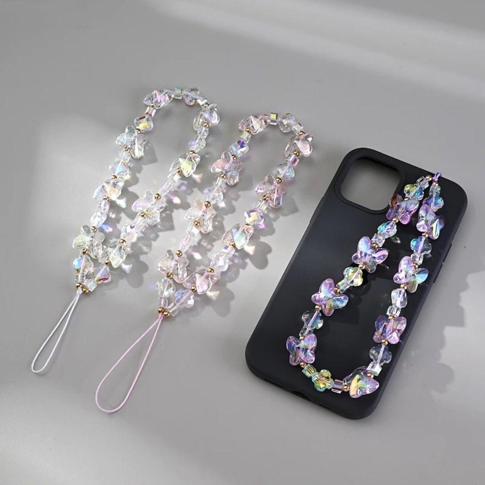 Acrylic Phone Beaded Charm Colorful Butterfly Phone Lanyard New Mobile Phone Chain