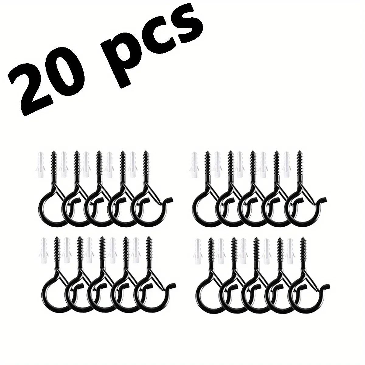 

6-21 шт. Крючки-подвески с предохранительной пряжкой Ветрозащитные крючки на шурупах Подвешивание уличных гирлянд, потолочный крючок для растений, рождественские огни