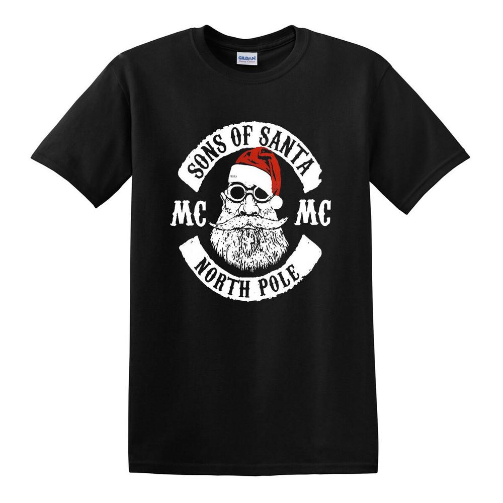 Christmas Funny Biker Tshirts Santa Rock Xmas Gift Present Elf Cartoon Tshirt