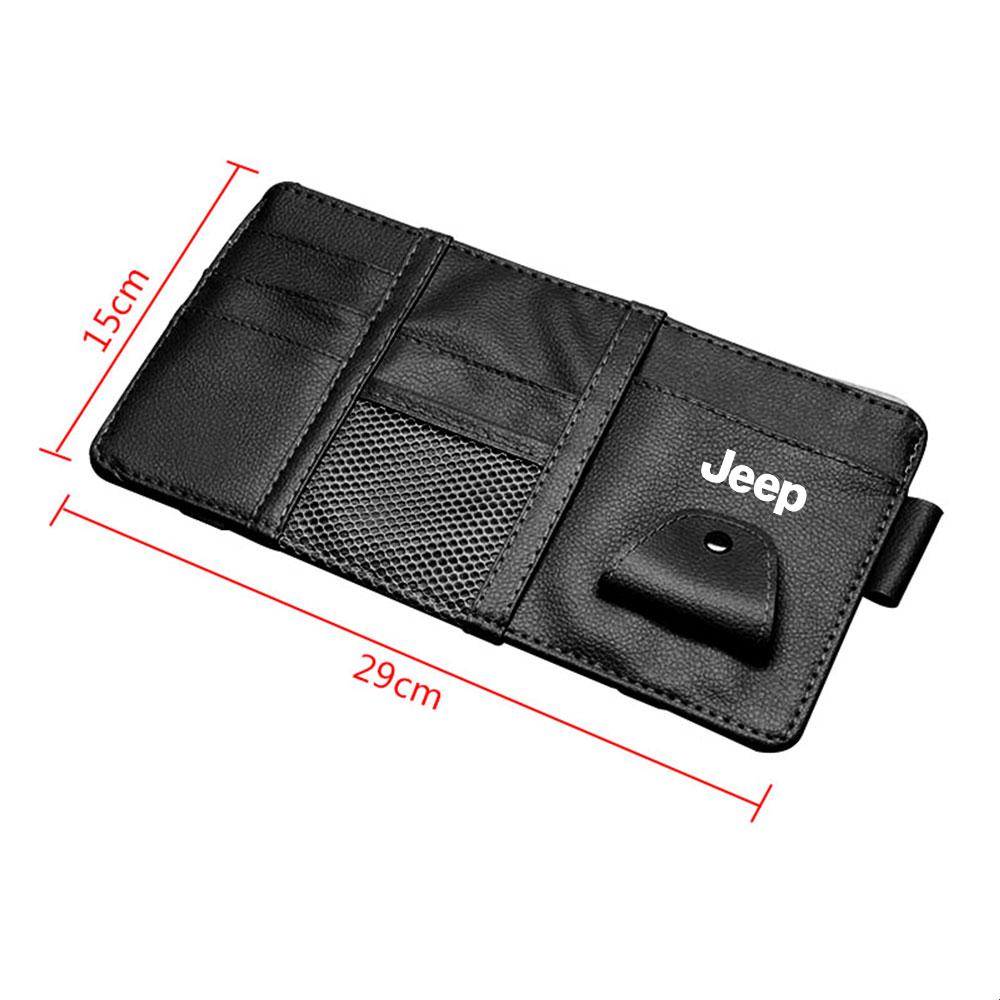 Car Sun Visor Storage Bag Glasses Clip Sunglasses Card Key Phone Holder For JEEP Grand Cherokee Renegade Compass Wrangler Trail AKV1