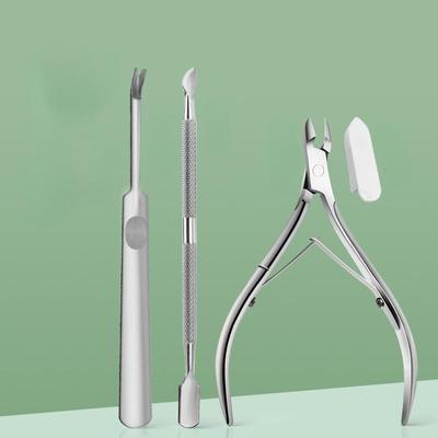 3Pcs/set Professional Nail Cuticle Trimmer and Pusher - Ergonomic Stainless Steel Dead Skin Scissor Nipper Tool for Home Use