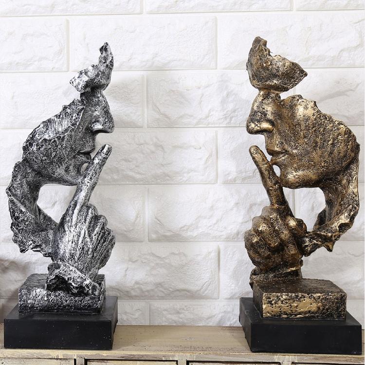 Exquisite Silence is Golden Thinker Statue Figurine Handcraft Entrance Objects