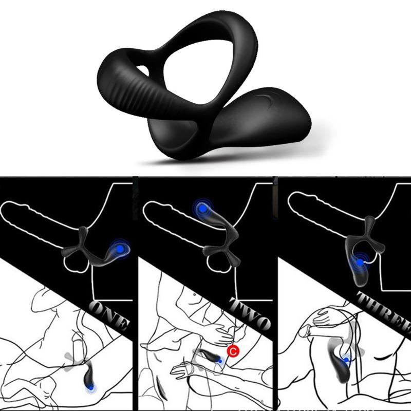 10 Frequency Vibration Silicone Penis Ring Men Prostate Vibrators Testicle Massage Anal Plug Cock Chastity Cage Adult Sex Toys