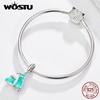 WOSTU Electromobile Bike Floating Dangle Charm 925 Sterling Silver Green Enamel Beads Fit Bracelet