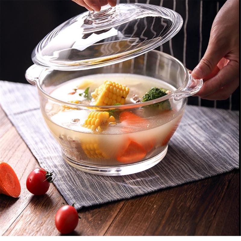 Clear Glass Casserole Bowl for Microwave Reheating, Soup Service, Porridge Serving, and Regular Kitchen Use Daily