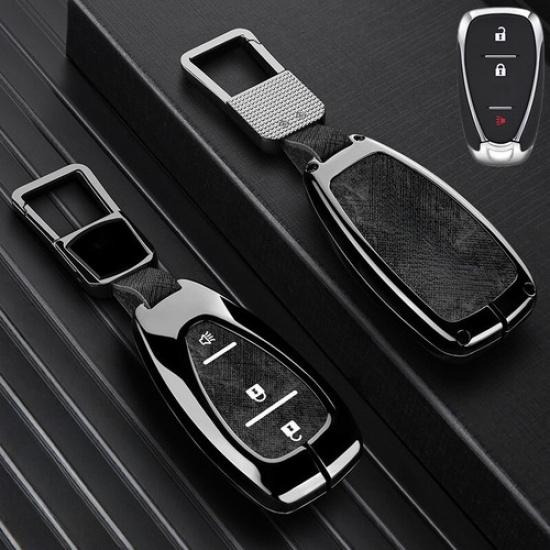Zinc Alloy Leather Car Key Case Cover For Chevy Camaro Cruze Malibu Volt Bolt EV