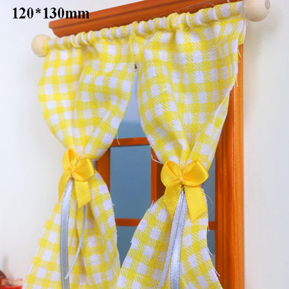 1/12 Dollhouse Sweet Floral Curtains Model Lace Mesh Dolls House Living Scene Decor